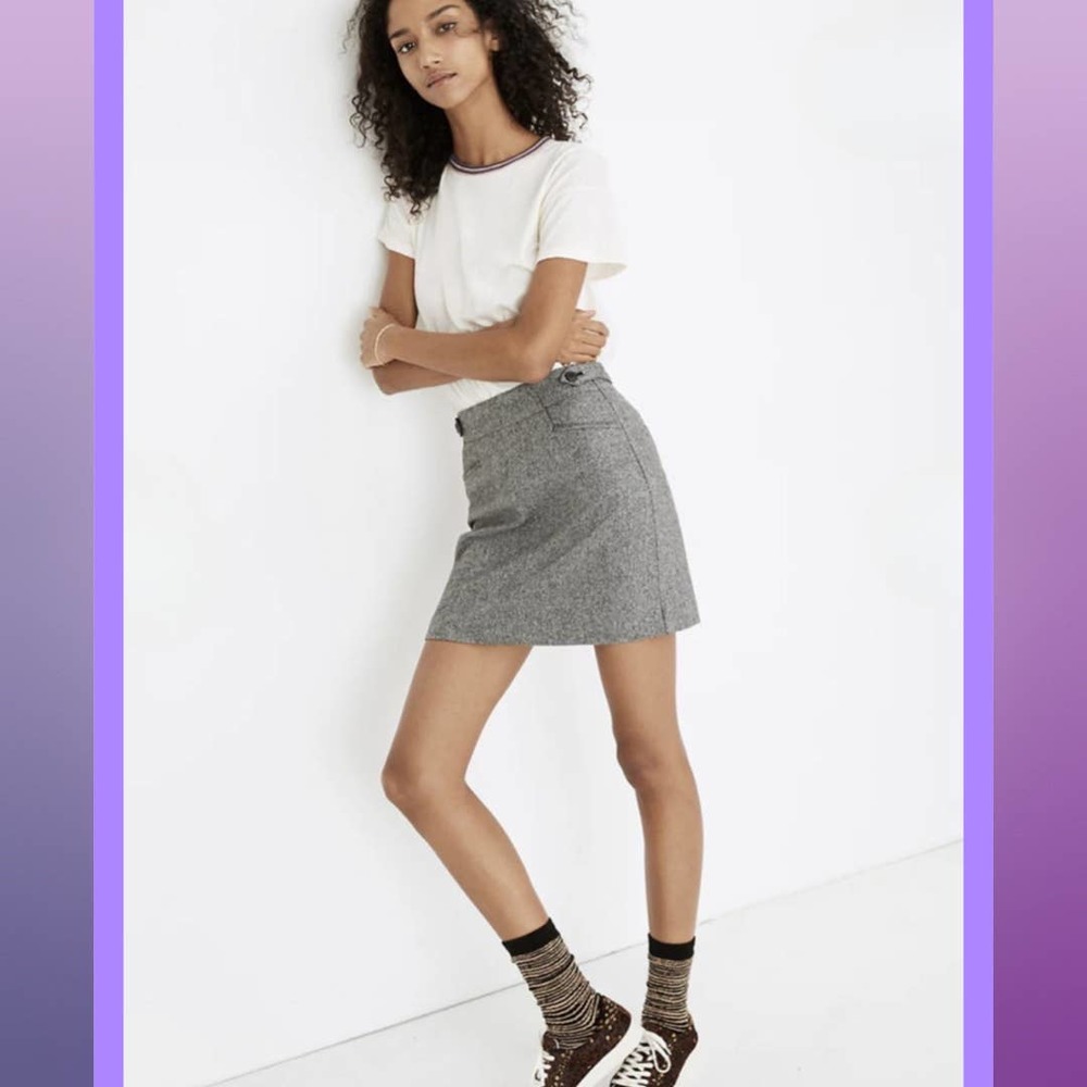 Madewell Herringbone Assembly A-Line Mini Skirt (Size 0, runs large)